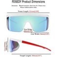 thumbnail image 4 of FEISEDY Oversized Mirror Shield Sport Sunglasses Flat Top One Piece Futuristic Men Women B2522, 4 of 15