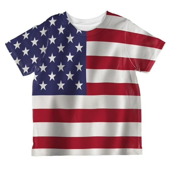 July 4th Waving American Flag All Over Toddler T Shirt Multi 4T