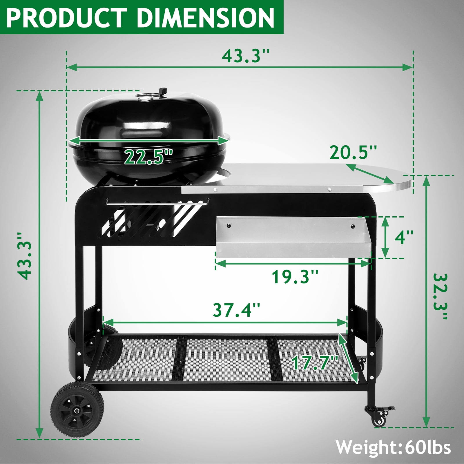 Ktaxon Charcoal Grill Portable Outdoor Camping BBQ Oven with Wheels,Black