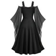 thumbnail image 3 of Enjoytime Long Dresses for Women Vintage Printed Cold Shoulder Long Sleeve Dress Lace Up Halloween Costumes, 3 of 6