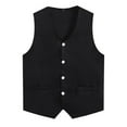 thumbnail image 2 of Sxiwei Womens Mens Button Vest Volunteer Waistcoat Activity Vest Unisex Waiter Bartender Work Uniform Black 3XL, 2 of 5