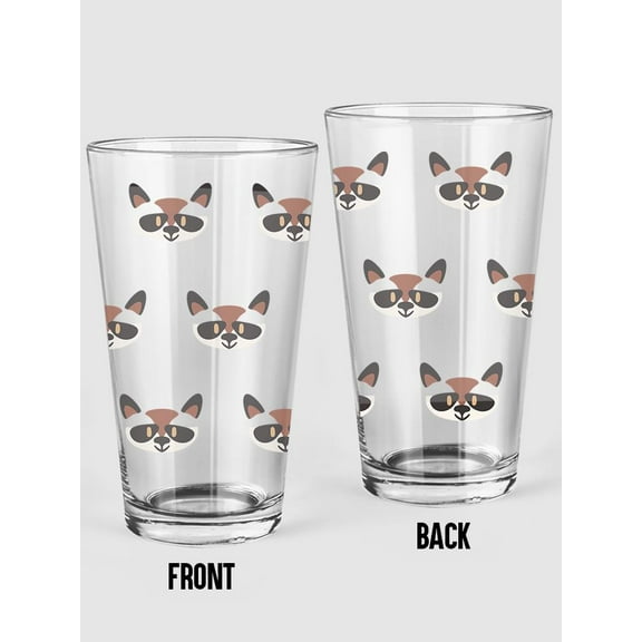 Smartprints Simple Raccoon Pattern Pint Glass -Image by Shutterstock, 16 oz Transparent Glass