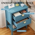 thumbnail image 6 of LFGUIZO 30.7" Tall Blue Accent Side Table with 2 Storage Drawers,  Bedside Table with Open Shelf, Modern Wood End Table for Bedroom  Living Room, Gold Handles, 6 of 8