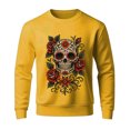 thumbnail image 5 of Halloween Sweatshirts for Men Long Sleeve Casual Crewneck Bloom Skull Graphic Sweatshirt Pullover Tops, 5 of 5
