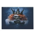 thumbnail image 1 of Queen Cutting Board, Queen of Death Scary Body Art Halloween Evil Face Bizarre Make up Zombie, Decorative Tempered Glass Cutting and Serving Board, Large Size, Navy Blue Orange Black, by Ambesonne, 1 of 1