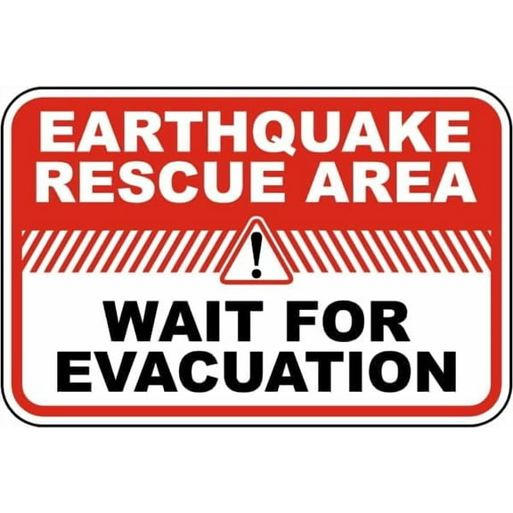 Earthquake Rescue Area Sign Fire/Exit Emergency Signs Shelter In Place Metal Tin 8 x 12 Inch for Home or Work