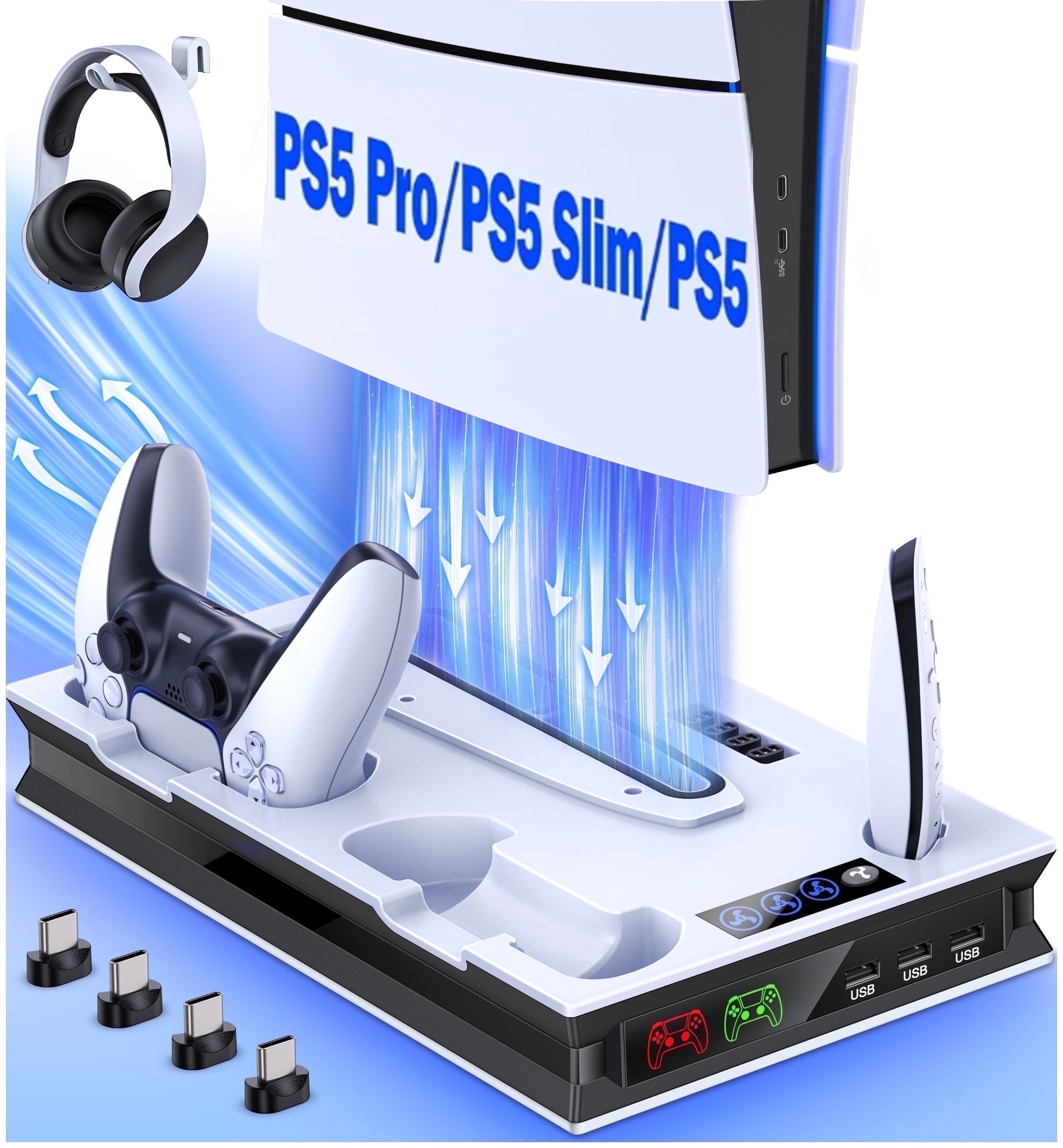 Beboncool PS5 Cooling Fan Stand with Dual Controller Charging