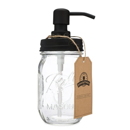Classic Farmhouse 16 Ounce Ball Glass Mason Jar Soap Dispenser - Black