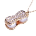 thumbnail image 2 of AYYUFE Necklace Elegant Appearance Shiny Rhinestone 2 Colors Peanut Pendant Necklace for Evening, 2 of 8