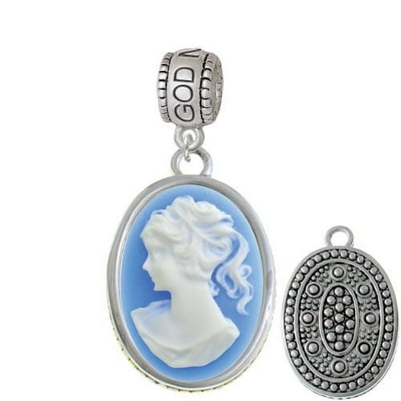Oval - Blue Cameo - God Mother Charm Bead