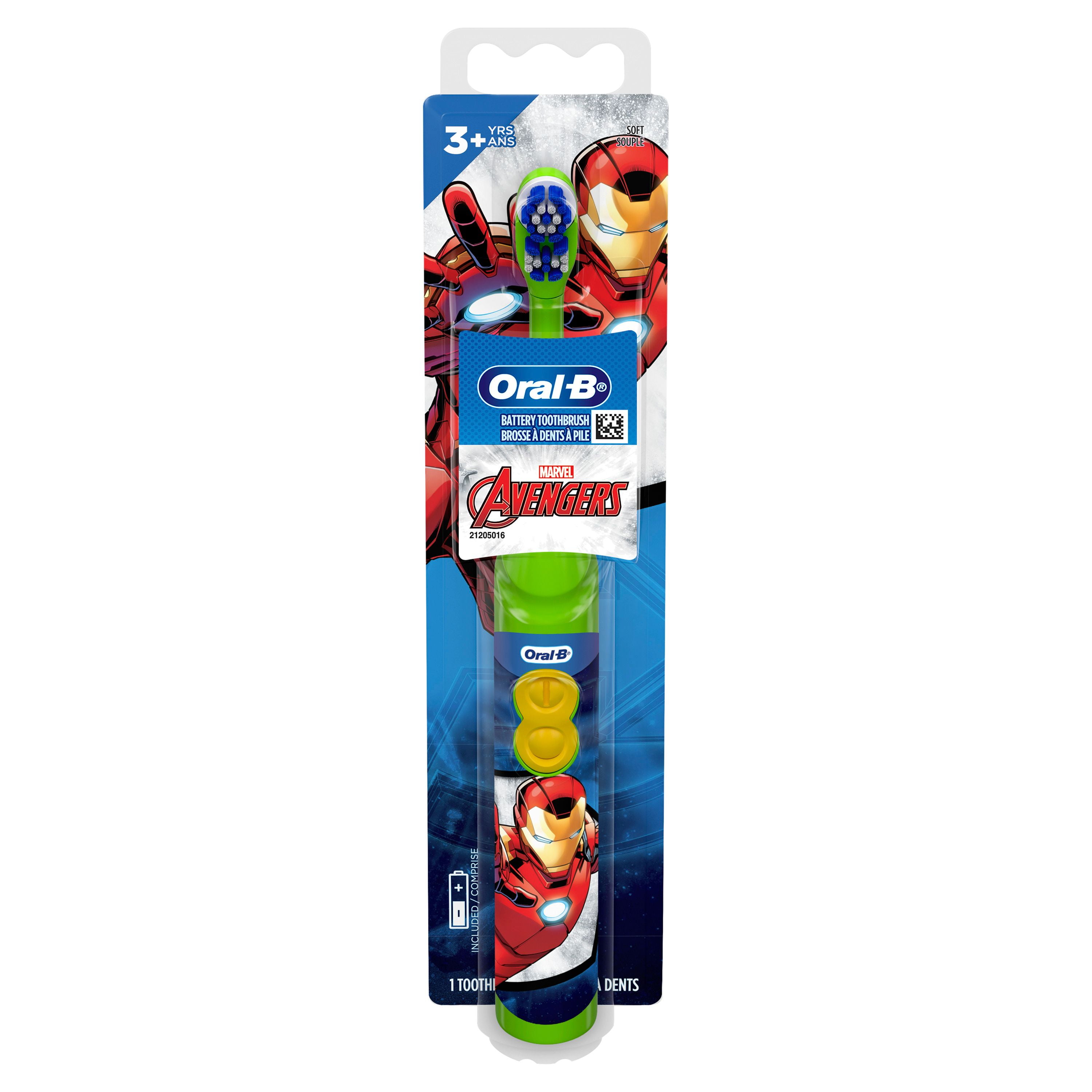 Oral-B Kid's Battery Toothbrush featuring Marvel's Avengers, Soft Bristles, for Kids 3+, 1 Count