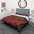 thumbnail image 1 of Designart 'Yellow Triangulars over Shades of Red' Modern & Contemporary Bedding Set - Duvet Cover & Shams, 1 of 4