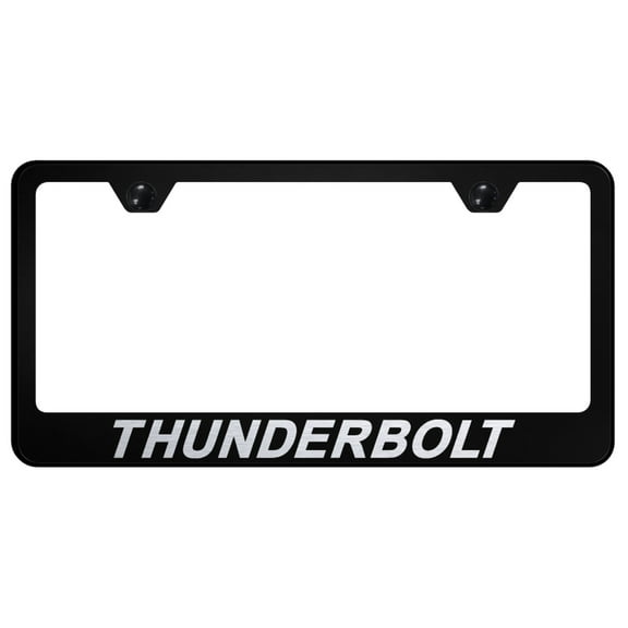 Ford Thunderbolt Laser Etched Logo Stainless Steel License Plate Frame (Black)