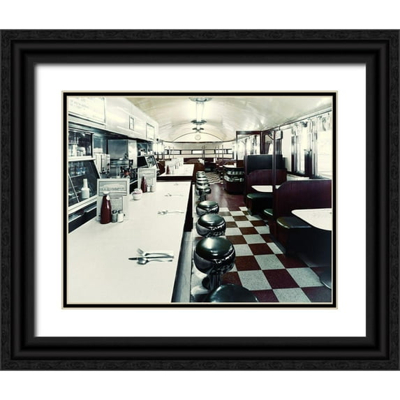 Sommers, Mindy 24x20 Black Ornate Wood Framed with Double Matting Museum Art Print Titled - American Diner