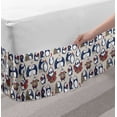 thumbnail image 2 of Christmas Bed Skirt, Sketchy Hand Drawn Grunge Penguins with Boxes Stars Celebration Theme, Elastic Bedskirt Dust Ruffle Wrap Around for Bedding Decor, 4 Sizes, Navy Blue White Umber, by Ambesonne, 2 of 2