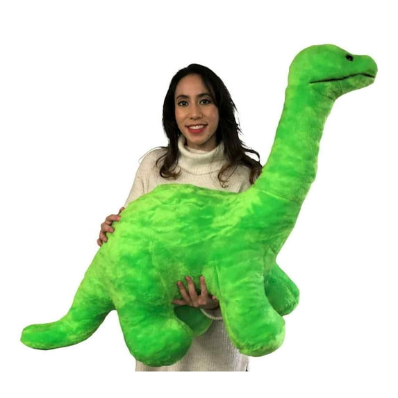 American Made Big Plush Brand Giant Stuffed Green Dinosaur, Soft Giant Stuffed Brontosaurus 48 inches wide 30 inches tall Made in USA