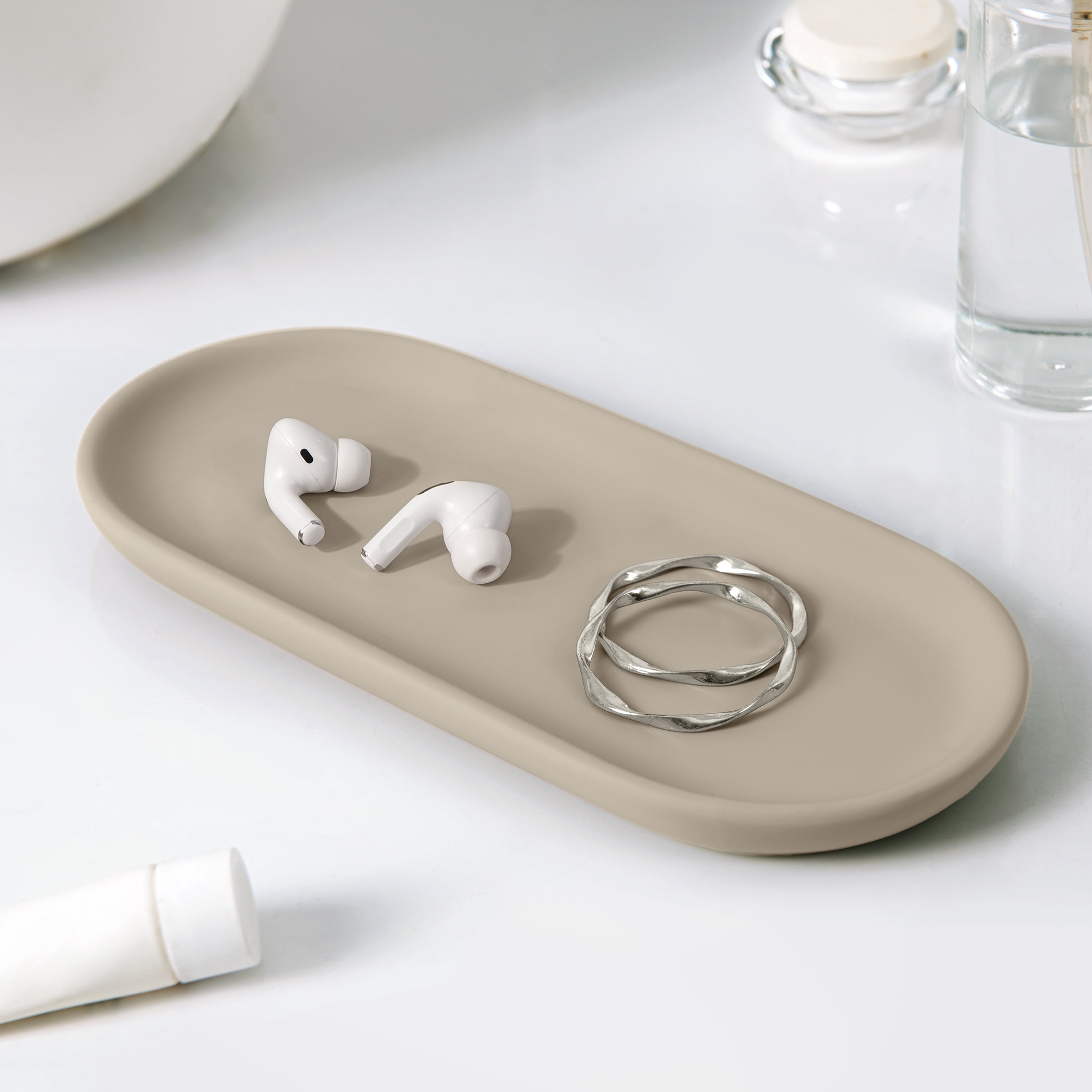 Mainstays Soft Touch Ceramic Tray Tan
