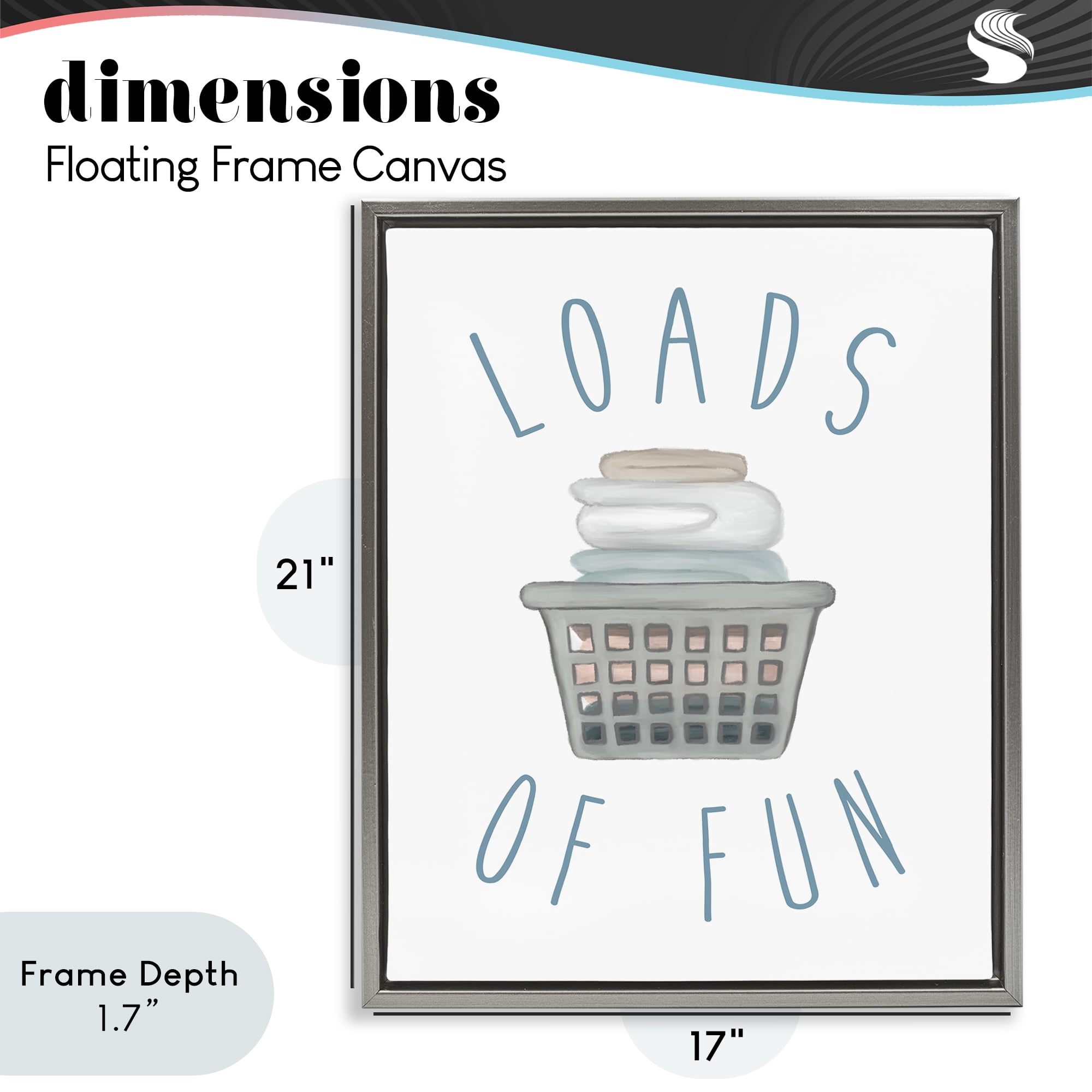 Stupell Industries Loads Of Fun Laundry Basket Gray Framed Floater Canvas Wall Art, design by Elizabeth Medley