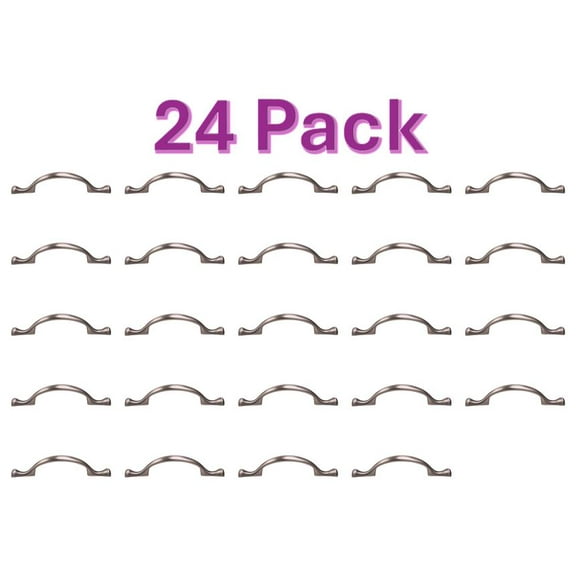 Mainstays 3" (76mm) Center-to-Center Footed Cabinet Pull, Satin Nickel, 24 Pack