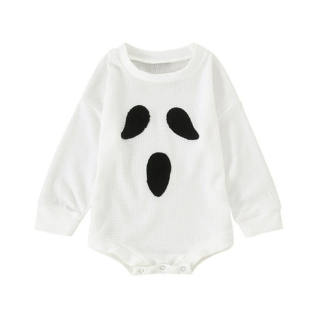 WEAIXIMIUNGChristmas Boys Girls Long Sleeve Pumpkin Face Pattern Pullover Romper Sweatshirt Bodysuits 3-6 Months