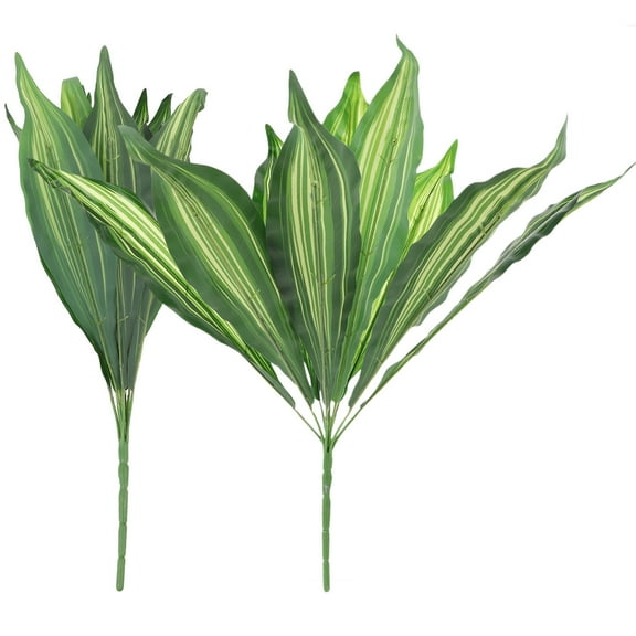 WHAMVOX 2Pcs Green Artificial Snake Plant Small Potted Plants Artificial Decor for Party 18.5x13.8x9.8in