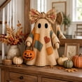 thumbnail image 6 of Lighted Vintage Patchwork Ghost, Light Up Ghost with Pumpkin Lantern Halloween Decor, 2027 Vintage Halloween Patchwork Ghosts Lamp, Rustic Fall Figurine Decoration for Mantel Shelf Entryway Porch, 6 of 6