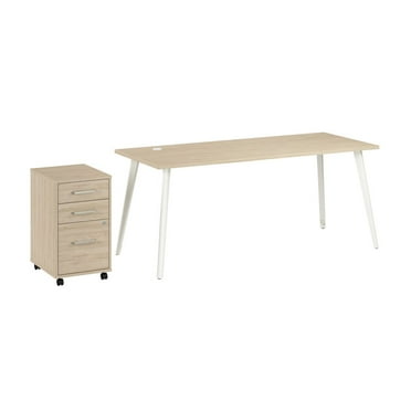 Bush Business Furniture Vista 72W Desk with Splayed Metal Legs and 3 Drawer Mobile File Cabinet