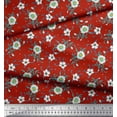 thumbnail image 3 of Soimoi Moss Georgette Fabric Leaves & White Flower Floral Decor Fabric Printed Yard 42 Inch Wide, 3 of 3