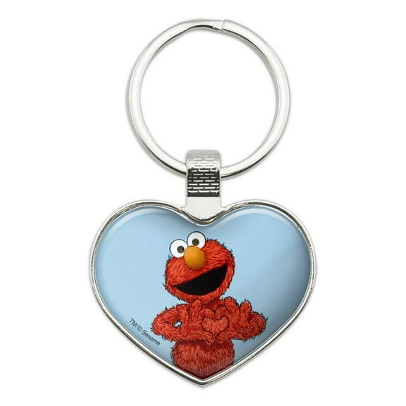 Sesame Street Vintage Elmo Keychain Heart Love Metal Key Chain Ring