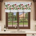 thumbnail image 6 of Strawberry Curtain Valances for Windows, Kitchen Valance Window Treatments Panel 2 Pack, Vintage Green Botanical Spring Floral Rod Pocket Short Curtains for Bathroom Bedroom 54 x 18 Inch, 6 of 8