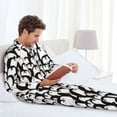 thumbnail image 6 of Naloa Cartoon Penguin Men’s Pajamas Set - Long Sleeve Button Down Sleep Shirt and Pajama Bottoms Sleepwear Set-XX-Large, 6 of 7