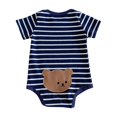 thumbnail image 3 of Atogsazn Newborn Unisex Jumpsuit Clothes Toddler Button Cotton Short Sleeve Romper Summer Outfit 01-Navy 6-8 Months, 3 of 4