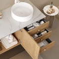 thumbnail image 2 of 60-Inch Bathroom Vanity with 2 Glossy Sinks, Oak Finish, Sturdy Cabinet and Soft Close System for Bathroom Decor, 2 of 2