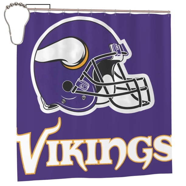 Cortina de ducha de secado rápido impermeable para baño Vikings, cortina de ducha con ganchos, decoración de fútbol americano, juego de cortinas de ducha para baño, plancha de 60 x 72 pulgadas