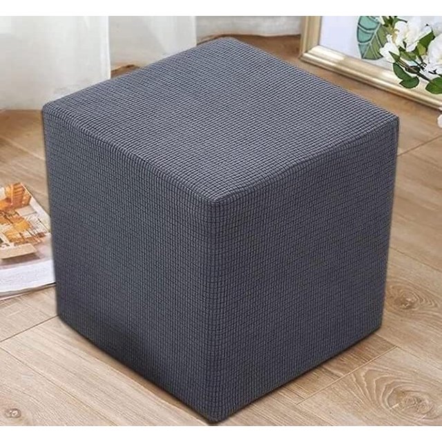 YHWW Housse de Pouf Carrée/ronde Housse de Tabouret Extensible Jacquard Housse de Pouf de Rangement Protecteur Antidérapant avec Fond Élastique Lavable Rouge/gris/marron/beige