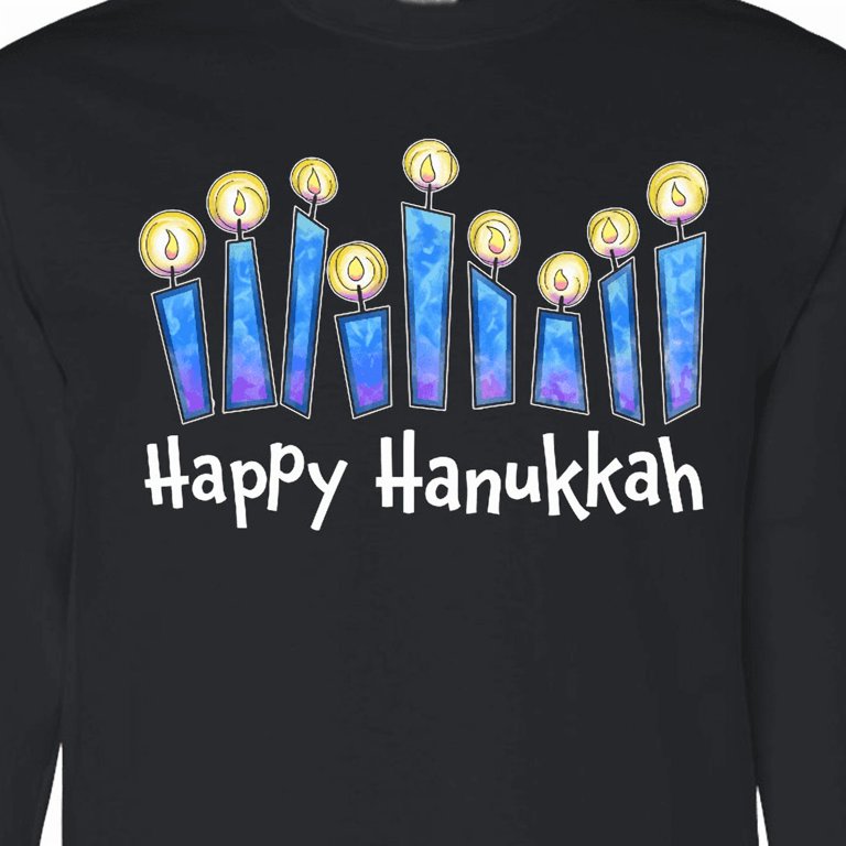 Happy Hanukkah Lit Candles Long Sleeve T-Shirt photo 4