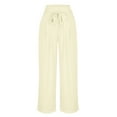 thumbnail image 4 of Admvng Wide Leg Pants Woman High Waist Wide Leg Pants Smocked Elastic Waist Flowy Palazzo Lounge Pants Loose Trousers with Pockets S-3XL, 4 of 6
