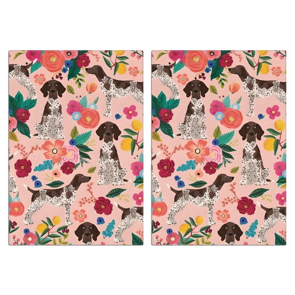 2 Pcs Funny Kitchen Towels,Dogs with Flowers Microfiber Dish Towels,Kitchen Tea Towels,Kitchen Towel Set (18" X 26")
