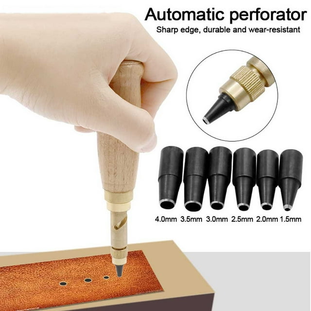 LSLJS Automatic Belts Mute Screw Rotary Hole Punch Steel Belt Hole Leather Tools, Home Accessories