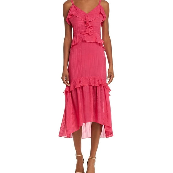 Parker Womens Silk Tiered Ruffled Dress