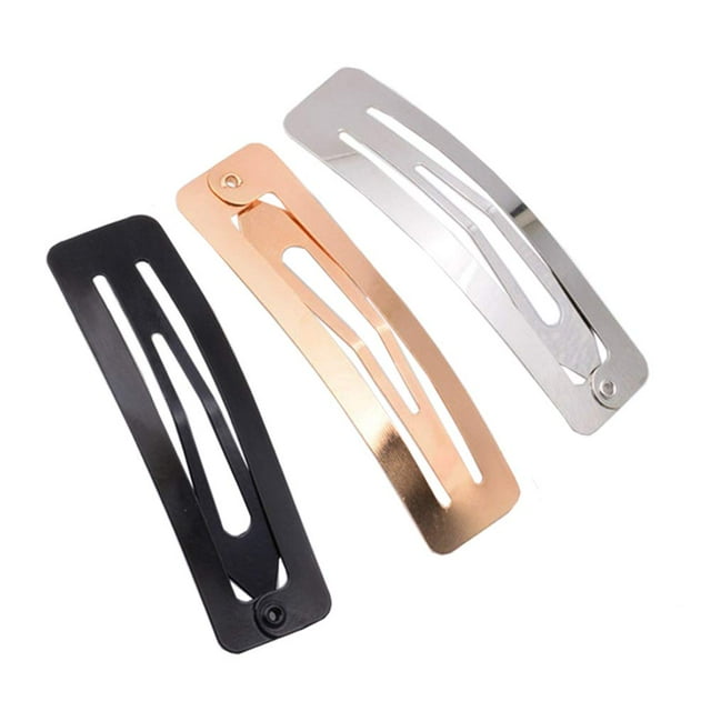 30 pinzas para el pelo de metal antideslizantes, pasadores para el pelo, clips BB rectangulares para niñas y mujeres, accesorios para el cabello de 2.362 in (plata, negro y oro rosa)