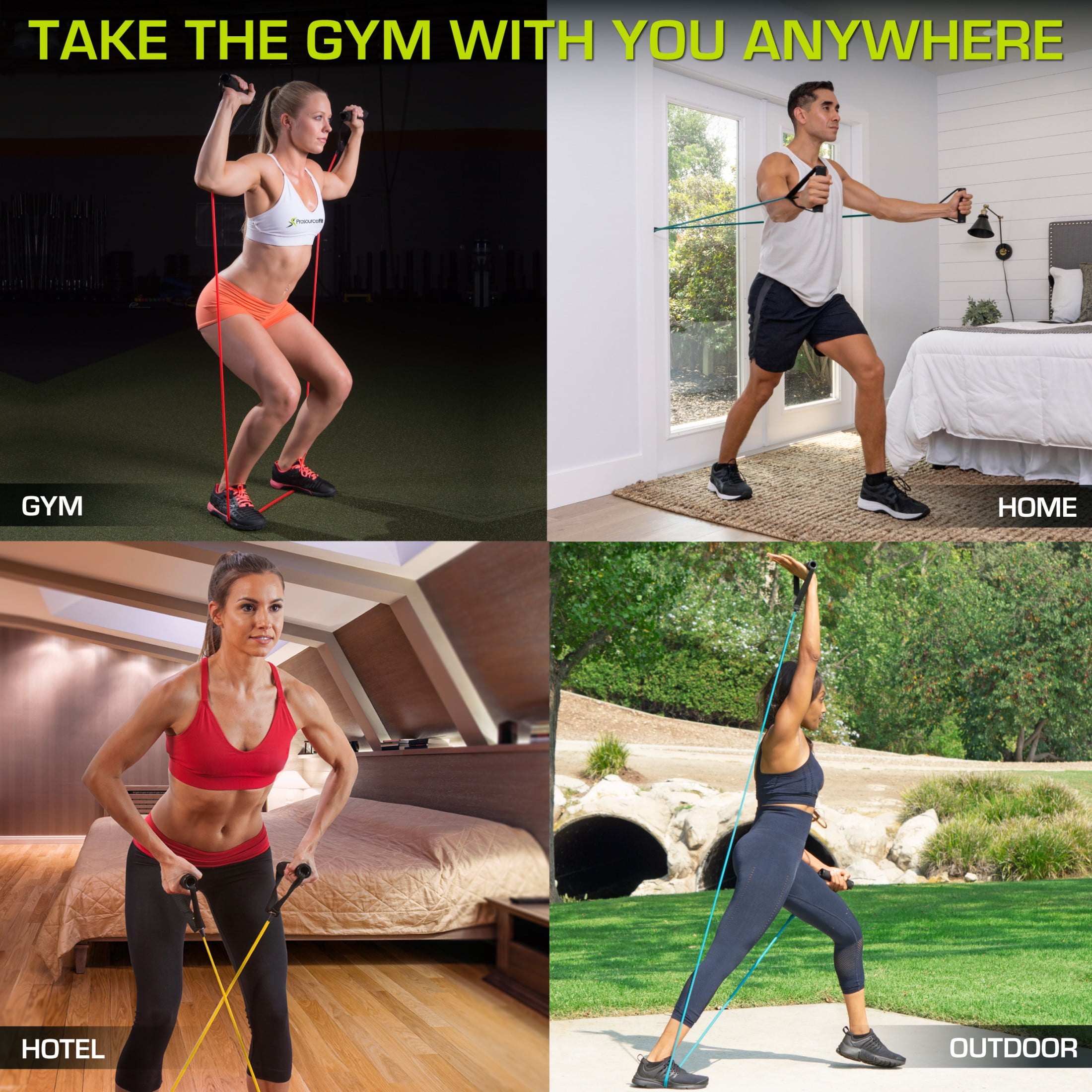 ProsourceFit Tube Resistance Bands Set w/ Attached Handles for Fitness