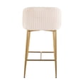 thumbnail image 5 of Fran Pleated Contemporary Glam Fixed-Height Counter Stool In Gold Metal And White Velvet - Set Of 2, 5 of 7