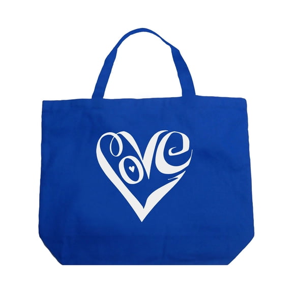 Large Word Art Tote Bag - Script Love Heart