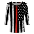 thumbnail image 4 of Camiseta estampada a la moda para mujer, blusa de manga 3/4 de longitud media, cuello redondo, camisetas informales Pompotops  FGAJ2481, 4 of 5