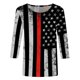 thumbnail image 4 of Camiseta estampada a la moda para mujer, blusa de manga 3/4 de longitud media, cuello redondo, camisetas informales Pompotops  FGAJ2483, 4 of 5