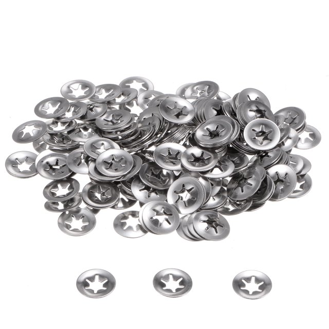 Unique Bargains 200 Pack Internal Tooth Star Lock Washers M4 Quick Speed Locking Washers, 304 Stainless Steel Starlock Push Nuts