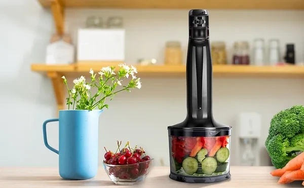 3-in-1 Immersion Hand Blender, Powerful 400W DC Motor, Variable Speed Stick Blender with Whisk, Chopper, and Measuring Cups for Smoothies, Soups and baby foods, Black