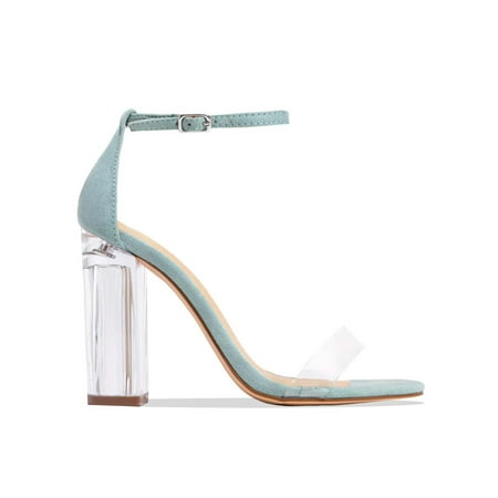 

SIMANLAN Ladies High Heels Beach Heeled Sandals Summer Dress Sandal Women Comfort Pumps Womens Ankle Strap Blue 5