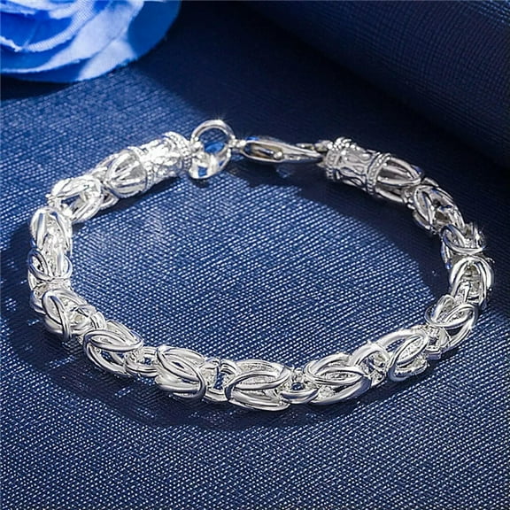 GKNET 925 Silver Bracelet Bangle Men Women Rope Chain 925 Silver Filled Bracelet H096